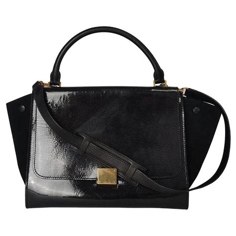 Trapèze leather clutch bag Celine Black in Leather 